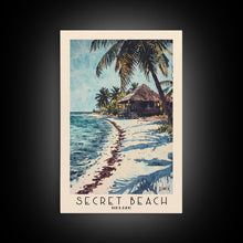 Load image into Gallery viewer, Secret Beach, Belize Watercolor Print, Vacation Gift, Belize Wall Art, Beach Painting, Beach Decor, Large Wall Art, Wood Frame Art