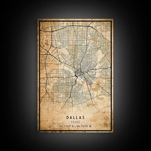 Load image into Gallery viewer, Dallas Map Canvas Print, Texas Map Print, Texas Wall Art, Dallas Map Poster, US, USA Maps, Dallas Maps, Map Gifts, Large Framed Map Print