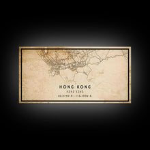 Load image into Gallery viewer, Vintage Hong Kong City Map Wall Art Canvas Print, Distressed Hong Kong Map, Framed Wall Art, Cool Hong Kong Travel Wall Art, Office Art