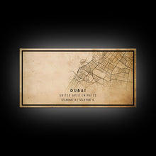 Load image into Gallery viewer, Dubai UAE map print poster or framed canvas, Dubai map print poster canvas, Dubai city map print poster canvas, Vintage Travel Art