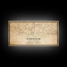 Load image into Gallery viewer, Birmingham UK map print poster or framed canvas, England map print poster canvas, UK city map print poster canvas, Vintage Travel Art