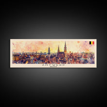 Load image into Gallery viewer, Antwerp Belgium Wall Art, Panoramic Travel Poster, Panoramic Framed Canvas Print, City Wall Art, Wall Hanging Home Decor, Travel Art