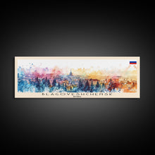 Load image into Gallery viewer, Blagoveshchensk Russia Travel Art, City Art, Framed Canvas Print or Metal Wall Art, Europe Travel Poster, Panoramic Wall Art, Extra Wide Wall Art