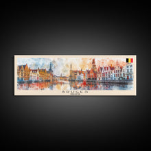 Carregar imagem no visualizador da galeria, Bruges Belgium Travel Art, City Art, Framed Canvas Print or Metal Wall Art, Europe Travel Poster, Panoramic Wall Art, Extra Wide Wall Art