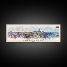 Cargar imagen en el visor de la galería, Cheboksary Russia Travel Art, City Art, Framed Canvas Print or Metal Wall Art, Europe Travel Poster, Panoramic Wall Art, Extra Wide Wall Art