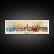 Load image into Gallery viewer, Czestochowa Poland Travel Art, City Art, Framed Canvas Print or Metal Wall Art, Europe Travel Poster, Panoramic Wall Art, Extra Wide Wall Art