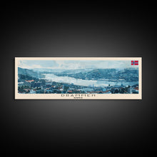 Load image into Gallery viewer, Drammen Norway Travel Print Wall Art, Panoramic City Art, Travel Art, Wall Decor, Vacation Gift, Framed Canvas Print Or Metal Art