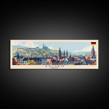 Carregar imagem no visualizador da galeria, Aachen Germany Panoramic Travel Poster, Framed Canvas Print or Metal Wall Art, Travel Art, Home Decor, Panoramic Painting, Midcentury Art
