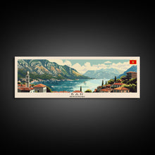 Load image into Gallery viewer, Bar Montenegro Panoramic Travel Poster, Framed Canvas Print or Metal Wall Art, Travel Art, Home Decor, Panoramic Painting, Midcentury Art