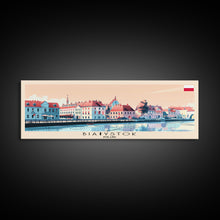 Load image into Gallery viewer, Bialystok Poland Panoramic Travel Poster, Framed Canvas Print or Metal Wall Art, Travel Art, Home Decor, Panoramic Painting, Midcentury Art