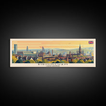 Load image into Gallery viewer, Birmingham United Kingdom Travel Print Wall Art, Panoramic City Art, Travel Art, Wall Decor, Vacation Gift, Framed Canvas Print Or Metal Art