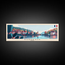 Load image into Gallery viewer, Bordeaux France Panoramic Travel Poster, Framed Canvas Print or Metal Wall Art, Travel Art, Home Decor, Panoramic Painting, Midcentury Art