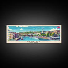 Load image into Gallery viewer, Bristol United Kingdom Panoramic Travel Poster, Framed Canvas Print or Metal Wall Art, Travel Art, Home Decor, Panoramic Painting, Midcentury Art
