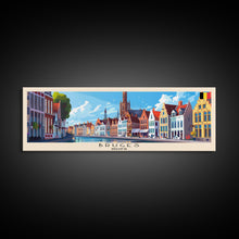 Carregar imagem no visualizador da galeria, Bruges Belgium Travel Art, City Art, Framed Canvas Print or Metal Wall Art, Europe Travel Poster, Panoramic Wall Art, Extra Wide Wall Art