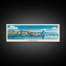 Carregar imagem no visualizador da galeria, Cardiff United Kingdom Travel Art, City Art, Framed Canvas Print or Metal Wall Art, Europe Travel Poster, Panoramic Wall Art, Extra Wide Wall Art