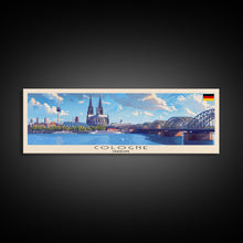 Load image into Gallery viewer, Cologne Germany Panoramic Travel Poster, Framed Canvas Print or Metal Wall Art, Travel Art, Home Decor, Panoramic Painting, Midcentury Art