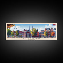 Load image into Gallery viewer, Eindhoven Netherlands Panoramic Travel Poster, Framed Canvas Print or Metal Wall Art, Travel Art, Home Decor, Panoramic Painting, Midcentury Art