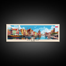 Load image into Gallery viewer, Gdansk Poland Travel Print Wall Art, Panoramic City Art, Travel Art, Wall Decor, Vacation Gift, Framed Canvas Print Or Metal Art