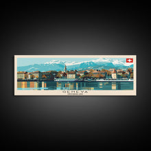 Carregar imagem no visualizador da galeria, Geneva Switzerland Wall Art, Panoramic Travel Poster, Panoramic Framed Canvas Print, City Wall Art, Wall Hanging Home Decor, Travel Art
