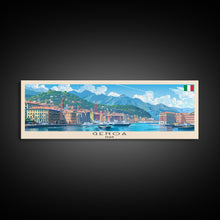 Carregar imagem no visualizador da galeria, Genoa Italy Travel Art, City Art, Framed Canvas Print or Metal Wall Art, Europe Travel Poster, Panoramic Wall Art, Extra Wide Wall Art