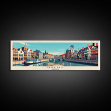 Load image into Gallery viewer, Ghent Belgium Wall Art, Panoramic Travel Poster, Panoramic Framed Canvas Print, City Wall Art, Wall Hanging Home Decor, Travel Art