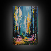 Load image into Gallery viewer, Ghostly Churchyard Framed Canvas Print, Halloween Haunted Church, Spooky Graveyard Art, Gothic Decor, Nighttime Artwork, Framed Canvas Print