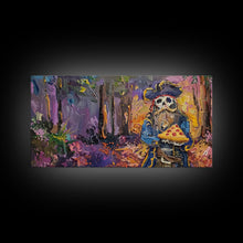 Load image into Gallery viewer, Do Ghost Pirates Eat Pizza? The Answer is Yes. Funny Halloween Wall Art, Framed Canvas Print