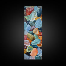 Load image into Gallery viewer, Colorful Textured Canvas Painting of Glass Rocks, Nature Art Print for Living Room, Oversized Canvas Art, Narrow Wall Art Print, Modern Art
