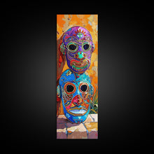 Load image into Gallery viewer, Colorful Tribal Art Painting Framed on Canvas, Spanish Style Canvas Painting, Vertical Framed Art for Living Room, Modern Canvas Art