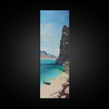 Carregar imagem no visualizador da galeria, Framed Coastal Landscape Art Printed on Canvas, Contemporary Modern Beach Art, Vertical Tall and Narrow Oversized Art Print for Living Room
