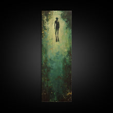 Carregar imagem no visualizador da galeria, Abstract Canvas Painting of Underwater Diver, Modern Framed Wall Art, Dark Wall Art for Living Room, Tall and Narrow Wall Art Print
