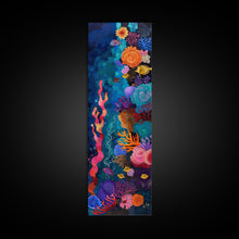 Cargar imagen en el visor de la galería, Colorful Underwater Art Print, Vibrant Wall Art Framed on Canvas, Black Light Poster, Fish Poster Art, Vertical Canvas Art, Living Room Art