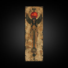 Load image into Gallery viewer, Egyptian Art Depiction of Goddess Isis - Framed Canvas Print, Midcentury Modern Wall Art, Skinny Art, Tall Art, Living Room Decor