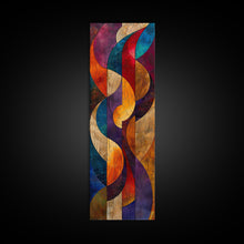 Load image into Gallery viewer, Colorful Abstract Design in Swirling Patterns - Framed Canvas Print, Midcentury Modern Art, Skinny Art, Tall Art, Living Room Wall Decor, Boho Art