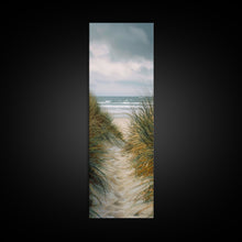 Load image into Gallery viewer, Beach Pathway to Ocean View - Framed Canvas Print, Skinny Tall Art, Coastal Landscape Art, Wall Art for Living Room, Bedroom Decor, Beach Art