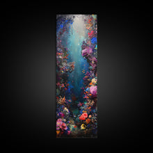 Load image into Gallery viewer, Deep Sea Adventure with Colorful Coral Reefs, Skinny and Tall Art, Stunning Framed Canvas Print, Underwater Landscape Wall Art