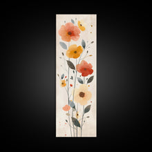 Load image into Gallery viewer, Delicate Poppy Flowers Skinny Art Tall Art Japanese Ukiyo-e Inspired Floral Print Framed Canvas Wall Art