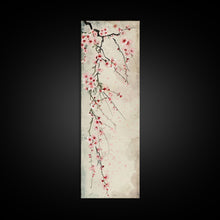 Load image into Gallery viewer, Cherry Blossoms, Full Bloom, Japanese Art, Skinny Art, Tall Art, Framed Canvas Print, Ukiyo-e Style
