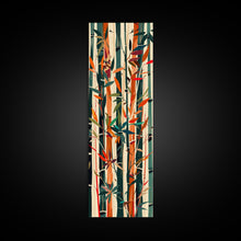Cargar imagen en el visor de la galería, Colorful Bamboo Forest Skinny Art Ukiyo-e Tall Framed Canvas Print in Bright Autumn Hues