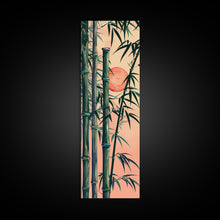 Carregar imagem no visualizador da galeria, Framed Canvas Print Of Bamboo Stalks And Red Sun, Traditional Japanese Style Wall Art Ready To Hang For Asian Inspired Decor