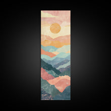 Carregar imagem no visualizador da galeria, Abstract Sunset Over Rolling Hills, Japanese Art-Inspired Tall Framed Canvas Print for Wall Art