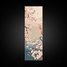 Cargar imagen en el visor de la galería, Cherry Blossom Branches Pale Background Japanese Style Tall Skinny Framed Canvas Print Wall Art