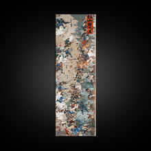 Load image into Gallery viewer, Battle Scene Featuring Warriors in Traditional Japanese Armor Ukiyo-e Art Framed Canvas Print Skinny Tall Art