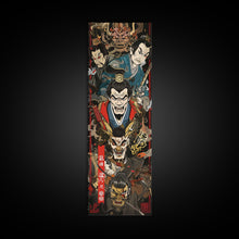 Cargar imagen en el visor de la galería, Fierce Samurai Warriors With Oni Mask Tall Art Ukiyo-e Art Wood Block Print Framed Canvas Print