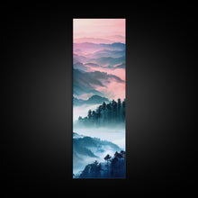 Load image into Gallery viewer, Dreamy Layers Of Misty Mountains At Dawn – Framed Canvas Print Skinny Art And Tall Art, Emphasizing Ukiyo-E Art And Japanese Style Art