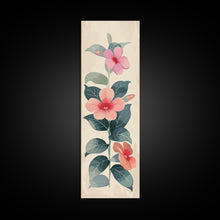 Cargar imagen en el visor de la galería, Floral Bouquet With Pink And Red Flowers - Skinny Art Tall Art Framed Canvas Print Japanese Style Art Ukiyo-e Art