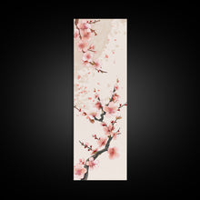 Cargar imagen en el visor de la galería, Cherry Blossom Branches On Canvas In Japanese Ukiyo-e Style, Traditional Woodblock Print, Framed Canvas Print, Tall Skinny Japanese Wall Art, Ready To Hang