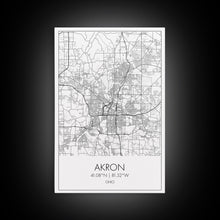 Carregar imagem no visualizador da galeria, Akron Street Map, Akron Map, Map Wall Art, Office Wall Art, City Map Print, Minimalist, Modern Art, Wall Art, Canvas Print, Canvas Wall Art