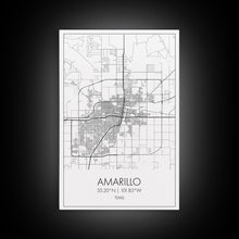 Load image into Gallery viewer, Amarillo Street Map, Texas Map, City Map Wall Decor, Travel Wall Art, Minimalist, Modern Art, Wall Art, Canvas Print, Canvas Wall Art