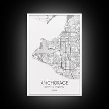 Load image into Gallery viewer, Anchorage Street Map, Alaska Map, Travel Wall Art, City Map Wall Art, Bedroom Art, Modern Art, Wall Art, Canvas Print, Canvas Wall Art